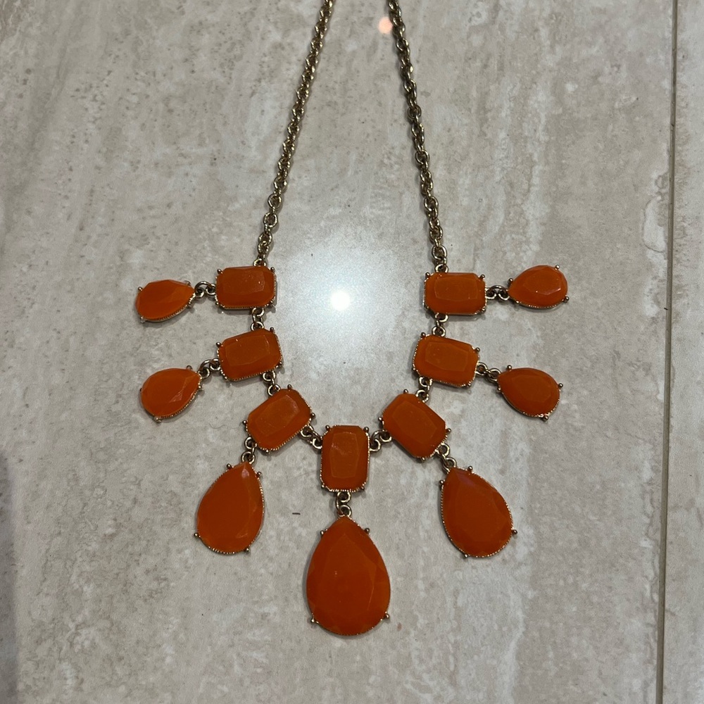 Orange and gold statement necklace.